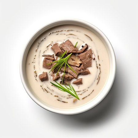 Beef stroganoff in a bowl isolated on white background.の素材