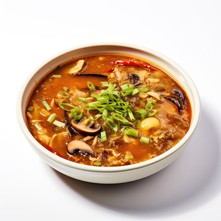 jjamppong, chinese noodle soup on white backgroundの素材
