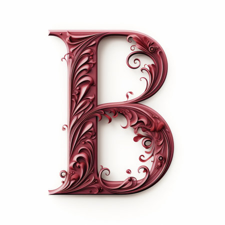 Alphabet B, Baroque, Vintage style. 3d renderingの素材