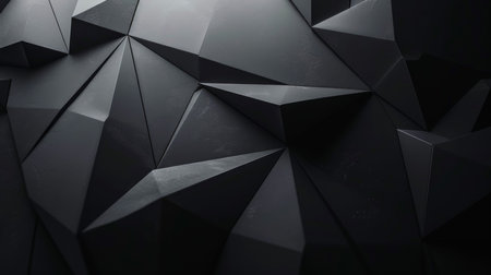 Abstract black polygonal geometric background. 3d rendering, 3d illustration.の素材