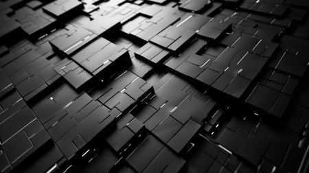 Abstract 3d rendering of chaotic black cubes. Futuristic background.の素材
