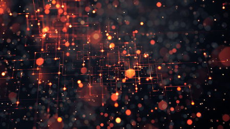 Abstract technology background with glowing particles. Big data visualization. 3D renderingの素材