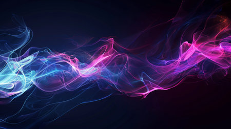 Abstract blue and purple smoke on black background. Fantasy fractal texture. Digital art. 3D rendering.の素材