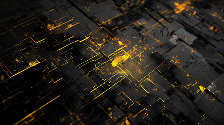 Abstract technology background, circuit board, 3d illustration, computer generatedの素材