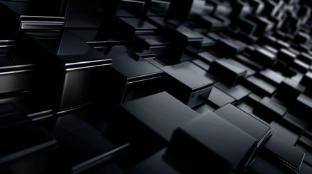 Abstract 3d rendering of black cubes background. Futuristic design.の素材