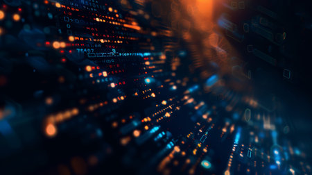 3d illustration of abstract technology background with binary code. Big data conceptの素材