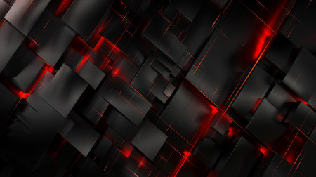 Abstract black and red technology background. 3d render illustration design.の素材