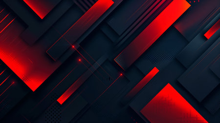 Abstract red and black geometric background. Futuristic technology style. Vector illustration.の素材