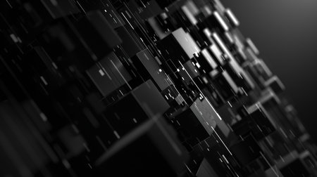 3d rendering of abstract geometric shapes in virtual space. Futuristic black and white backgroundの素材