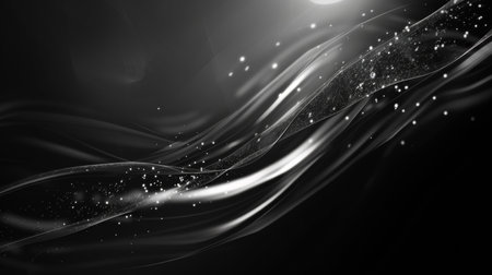Black and white abstract background with glittering particles. 3d renderingの素材