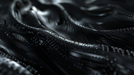 3d rendering of abstract wavy surface in black and white colorsの素材