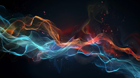 Dark abstract background with a glowing abstract waves, abstract background for wallpaperの素材