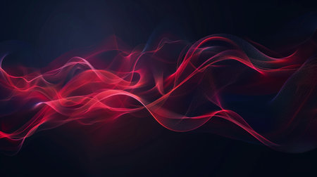 Abstract red and blue smoke wave on dark background. Vector illustration.の素材
