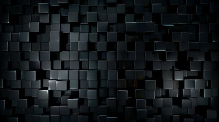 Dark abstract background with black cubes. 3d rendering, 3d illustration.の素材