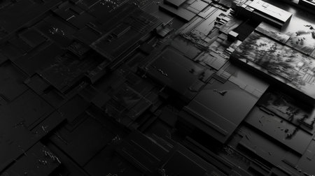 Abstract 3d rendering of black geometric shapes. Bauhaus style.の素材