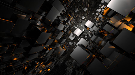 Abstract 3d rendering of chaotic geometric shapes. Futuristic background design.の素材