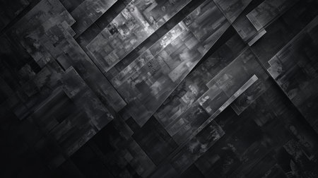 Abstract black and white geometric background. 3D render illustration. Futuristic technology style.の素材