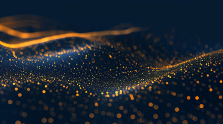 3D rendering of abstract digital particles. Futuristic wave with depth of field and bokeh.の素材