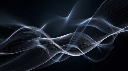 abstract blue smoke lines on dark background, abstract blue smoke linesの素材
