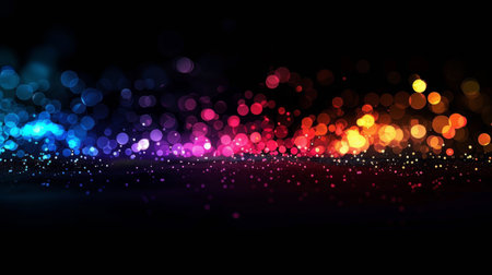 Abstract colorful bokeh lights on black background. Vector illustration.の素材