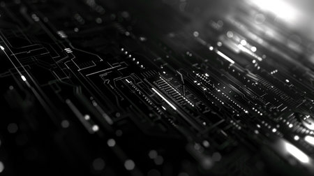 Circuit board close up. Technology background. 3d render illustrationの素材