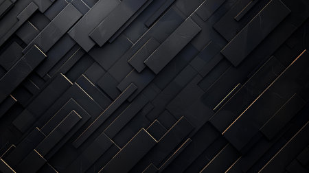 Abstract black geometric background. 3d rendering, 3d illustration.の素材