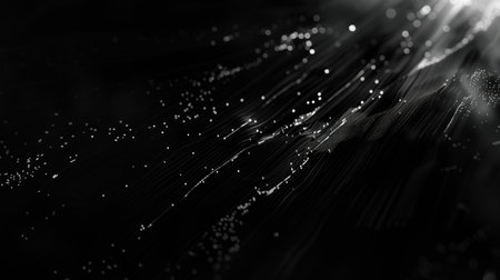 abstract black background with bokeh defocused lights and starsの素材
