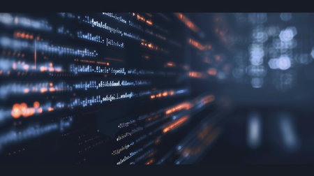 Abstract technology background with binary code. Digital data transfer concept. Vector illustration.の素材