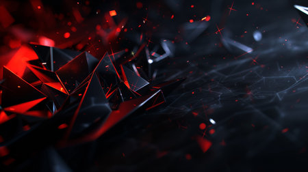 Abstract 3d rendering of chaotic chaotic particles. Futuristic background with low poly shape.の素材