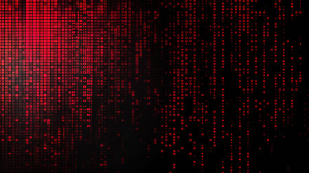 Abstract red matrix background. Digital cyberspace. Vector illustration.の素材