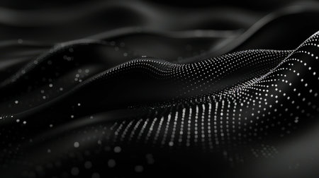 3d rendering. Abstract wave with particles. Futuristic background with bokeh defocused lights.の素材
