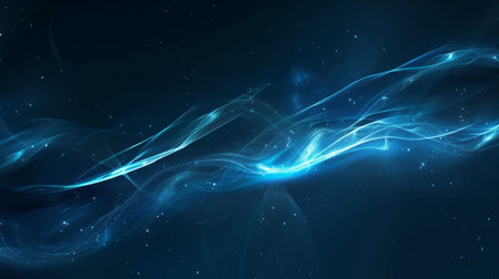 Abstract blue background with glowing lines and particles. 3d rendering.の素材