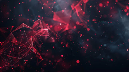 Abstract polygonal space low poly dark background with connecting dots and lines. Connection structure. 3d renderingの素材
