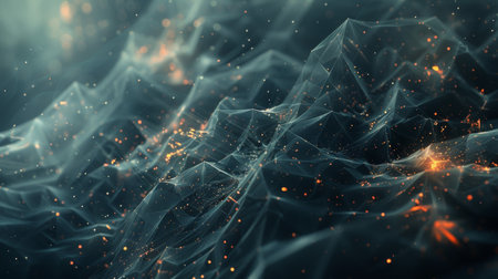 3d rendering of abstract digital particles. Network connection structure. Futuristic background.の素材