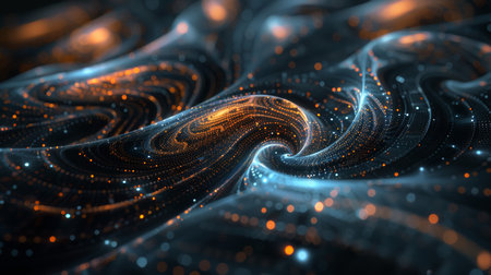 3d rendering of abstract particles in cyberspace. Futuristic background with glowing particles.の素材