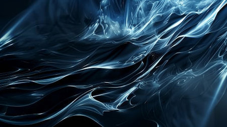 Abstract blue background, futuristic wavy illustration, 3d rendering.の素材