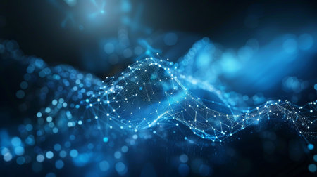 Abstract technology background. Network connection structure. Big data visualization. 3D renderingの素材