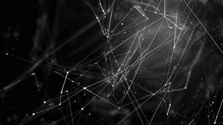Abstract futuristic background with connecting dots and lines. Connection structure. Big data visualization.の素材