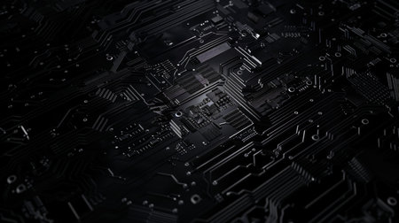 Circuit board close up. Technology background. 3d rendering.の素材
