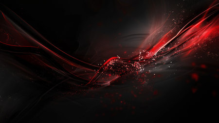 Abstract red wave on dark background. Fantasy fractal texture. Digital art. 3D rendering.の素材