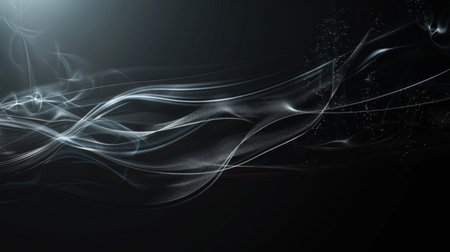Abstract smoke on black background. Futuristic technology style. Elegant background for business tech presentations.の素材