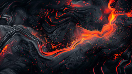 Black and red abstract background. Fluid art. 3d rendering, 3d illustration.の素材