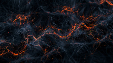 Abstract background with fire flames on black background. 3d render illustrationの素材
