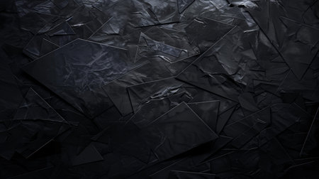 Black crumpled paper background. Crumpled sheet of paper.の素材