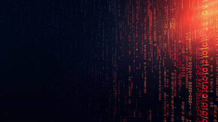 Abstract binary code background. Digital technology concept. 3D Renderingの素材