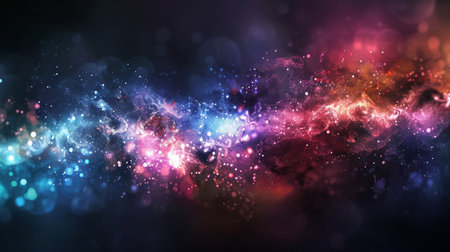 abstract colorful background with bokeh defocused lights and starsの素材