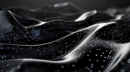 3d rendering of abstract wavy liquid background in black and white colorsの素材
