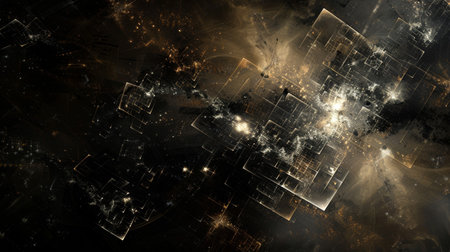 Abstract fractal background. Design element for brochure, advertisements, presentation, web and other graphic designer works. Digital collage.の素材