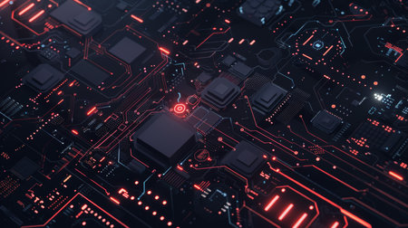 Circuit board background. Technology and science concept. 3D Renderingの素材