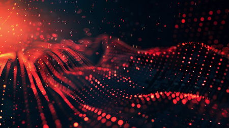 3d rendering of abstract particles in empty space with depth of field and bokehの素材